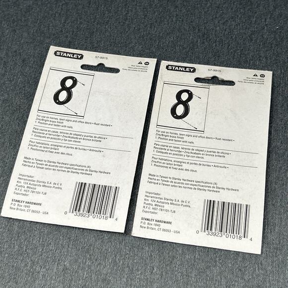 Vintage Stanley House Number ZERO 0 Brass Finish 4" Metal NOS Packaged Taiwan - Picture 8 of 8